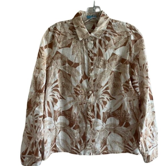 J McLaughlin linen button down BLOUSE SHIRT Size Large - Picture 2 of 4